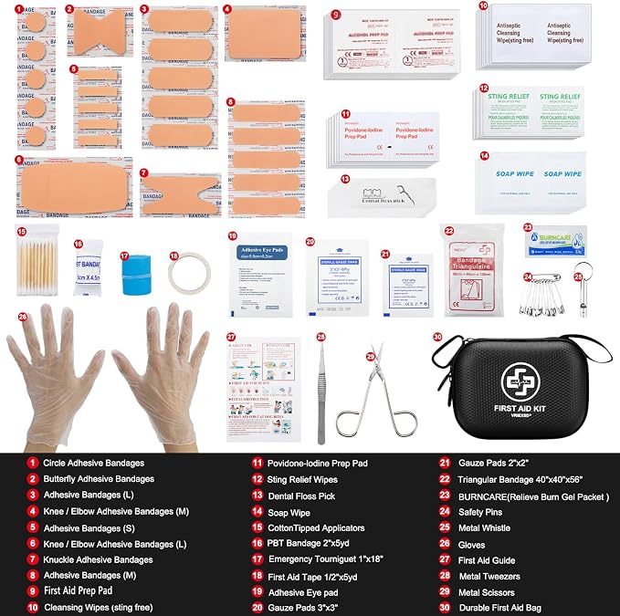 Mini First Aid Kit - 150 Piece Small Waterproof Hard Shell Medical Kit