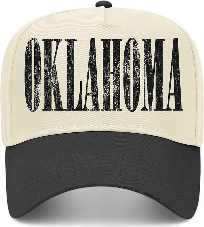 Oklahoma Cracked Vintage Trucker Hat | OK | Premium Adjustable Snapback Baseball Hat for Men & Women