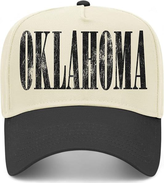 Oklahoma Cracked Vintage Trucker Hat | OK | Premium Adjustable Snapback Baseball Hat for Men & Women