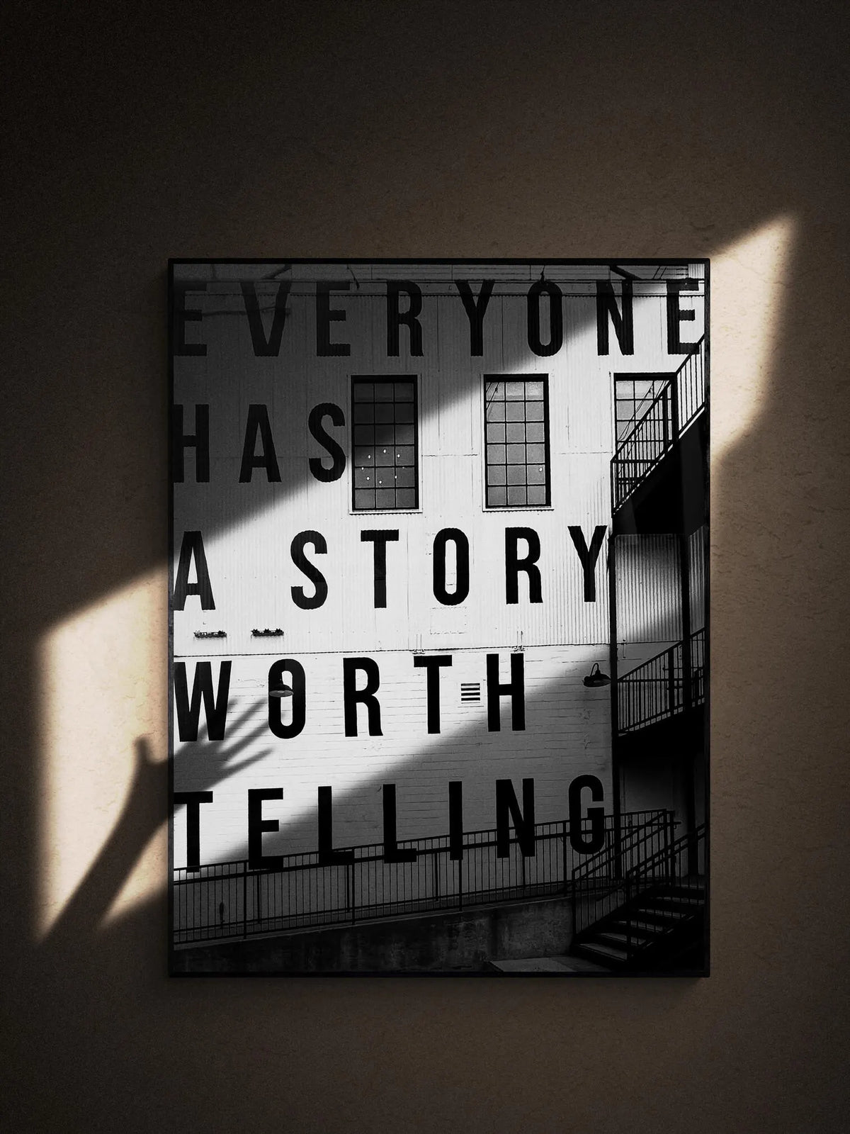 Motivational Quote Photo Print: "Everyone Has a Story" - Black and White Wall Art