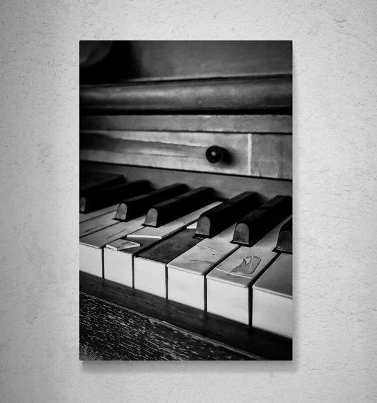Broken Piano Keys Fine Art Print, Black and White Photography